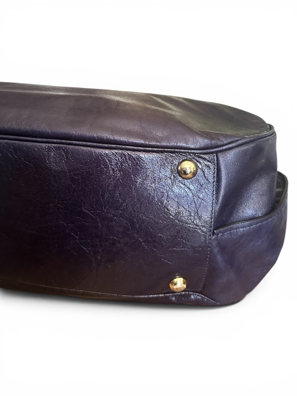 💙 Gianfranco Ferre Navy Leather Satchel Made Italy Gold Hardware - Picture 14 of 17